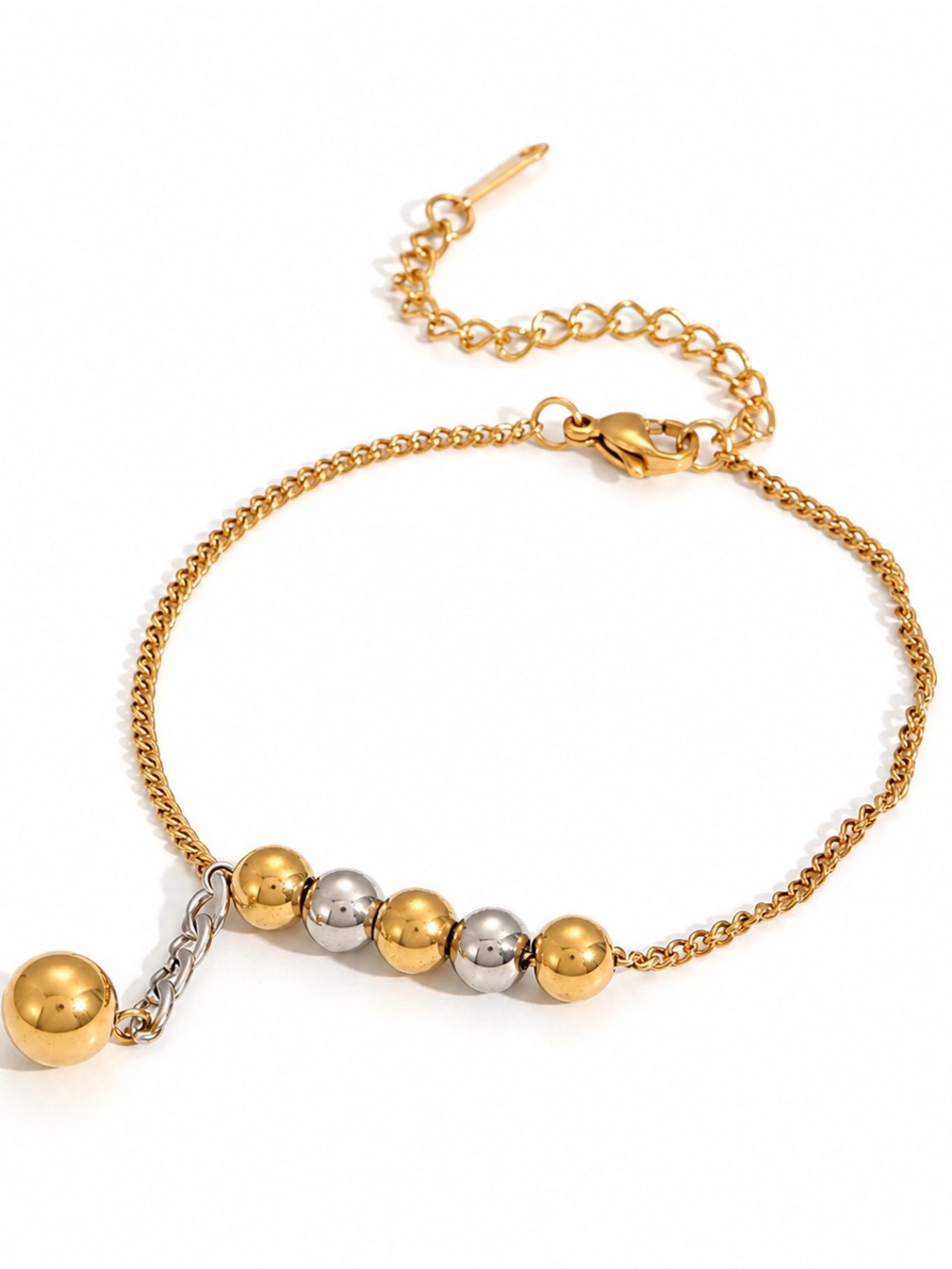 Gold Two-Tone Beaded Charm Bracelet